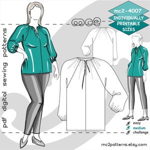 Shift Blouse Sewing Pattern: Cropped-raglan Loose-fit Folk-style (Digital PDF Download) UK 10-26/ US 6-22