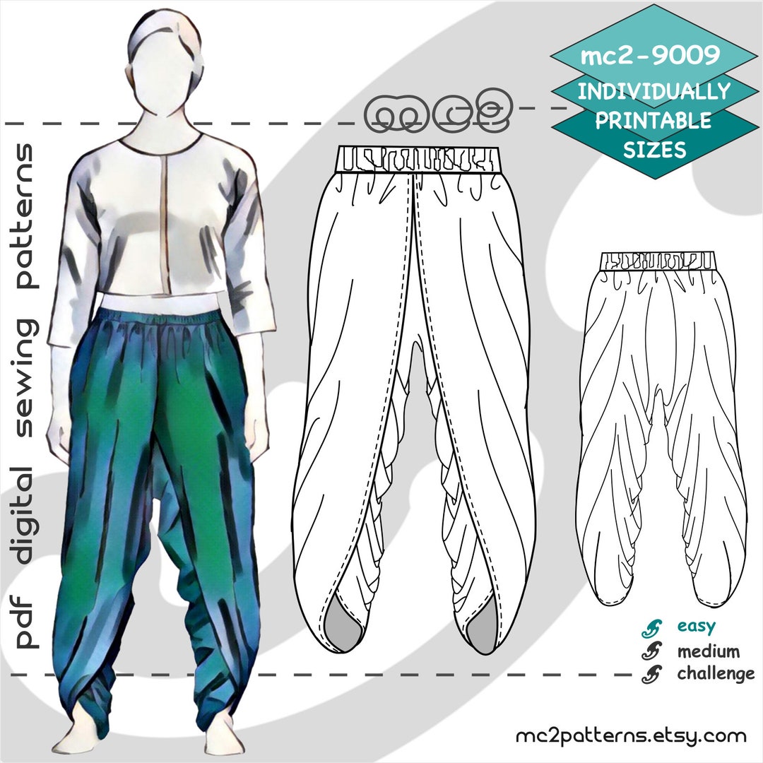 S-3XL/ Dhoti Yoga Pants With Wraps/ Digital Sewing Pdf-pattern for ...