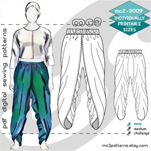 S-3XL/ Dhoti Yoga Pants with Wraps/ Digital Sewing PDF-pattern for Women >mc2patterns< mc2-9009