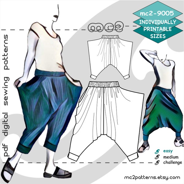 S-XL/ Harem Sarouel Afghan Pants with Drape-Pockets/ Digital Sewing PDF-pattern for Women >mc2patterns< mc2-9005