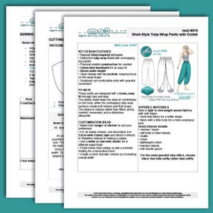 Puede incluir: Un conjunto de patrones de costura para pantalones Dhoti-Style Tulip-Wrap con entrepierna. Los patrones incluyen caracter&iacute;sticas clave de dise&ntilde;o, notas de ajuste e ideas de personalizaci&oacute;n. El nivel de habilidad es f&aacute;cil. Los patrones est&aacute;n impresos en papel blanco.