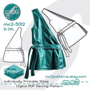 Asymmetrische Weste Schnittmuster: One-Shoulder Reversible (Digitaler PDF Download) S-2XL /mc2-5012