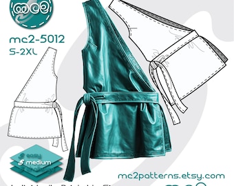 Asymmetrical Vest Sewing Pattern: One-shoulder Reversible (Digital PDF Download) S-2XL / mc2-5012