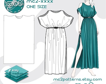 Caftan Dress Sewing Pattern: Loose-fit Easy-to-make (Digital PDF Download) ONE-size fits S-2XL / mc2-2005