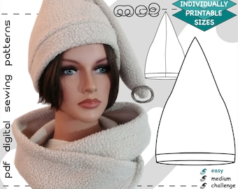 48-60cm/19"-23.5" Easy Pointed Beanie Hat Xmas/ Digital Sewing PDF patterns/ mc2patterns/ mc2-3024