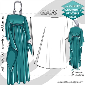 S-2XL/ Maxi Dress Guinevere Lounge / Digital Sewing PDF pattern for Women &gt;mc2patterns&lt; mc2-8015