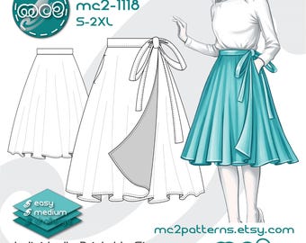 Wrap Circle Skirt Sewing Pattern (Digital PDF Download) S-2XL / mc2-1118