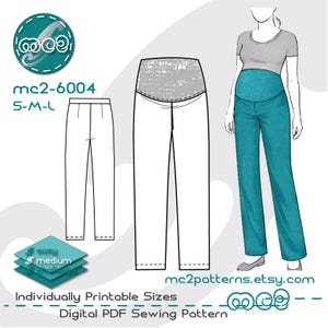 Molde para Calças de Gestante: Sem Fecho (Download Digital em PDF) Tamanhos P-M-G / mc2-6004