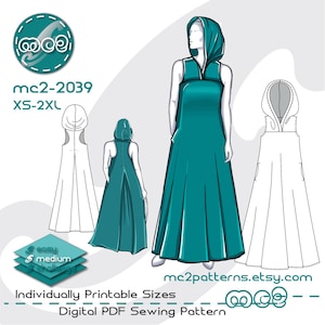 Naaipatroon tentjurk racerback: hoodie geschikt voor zwangerschap (digitale pdf-download) XS-2XL / mc2-2039