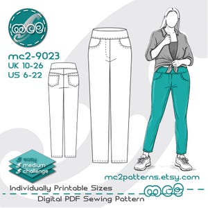 Patrón de costura para pantalones tipo jeggings: Jersey (descarga digital en PDF) UK10-26/US6-22 / mc2-9023