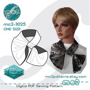 Classy French Neck-scarf Sewing Pattern (Digital PDF Download) ONE-size / mc2-3025
