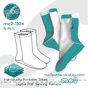 Naaipatroon fleecesokken: eenvoudig te maken campingloungen (digitale pdf-download) S-M-L / mc2-1304