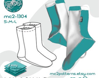 Fleece Socken Schnittmuster: Camping Lounging Easy-to-makel (Digital PDF Download) S-M-L / mc2-1304