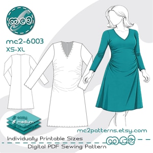 Maternity Dress Sewing Pattern: Draped-front Jersey (Digital PDF Download) XS-XL / mc2-6003