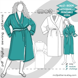 S-4XL/ Robe Bathrobe Dressing Gown/ Digital Sewing PDF pattern for Women >mc2patterns< mc2-8004