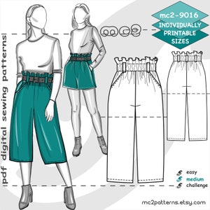 S-2XL/ Pantaloncini culotte paperbag/ Modello digitale di cucito in formato PDF per donna >mc2-patterns< mc2-9016