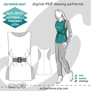 S-3XL/ Stylish Tabard Vest Racer-back NO-Lining/ Digital PDF Sewing Pattern for Women &gt;mc2patterns&lt; mc2-5013