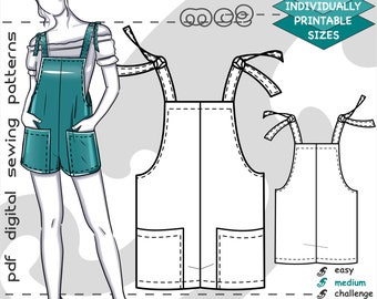 XS-2XL/ Overall Romper Loose-fit/ Digital Sewing PDF-pattern for women >mc2-patterns< mc2-1012