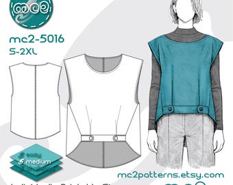 Sculptural Vest Sewing Pattern: Cropped Front (Digital PDF Download) S-2XL / mc2-5016