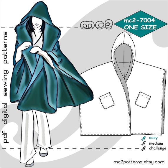 ONESIZE Ponchowrap With Hood/ Digital PDF Sewing Pattern for Etsy UK