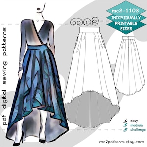 UK 6 16 US 2 12 Pleated Maxi Skirt Dropped hem Digital Sewing