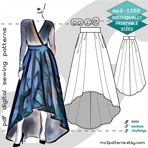 Gored Skirt PDF Sewing Pattern Godet Maxi Skirt - Etsy