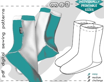 S-M-L/ Fleece Socks Easy-to-Make Camping/ Digital Sewing PDF pattern >mc2patterns< mc2-1304