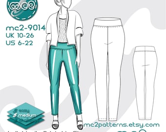 Patrón de costura para leggings ajustados (descarga digital en PDF) UK10-26/US6-22 / mc2-9014