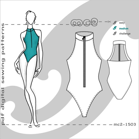 1-piece Swimsuit sizes: S-M-L Digital PDF Sewing Pattern for | Etsy