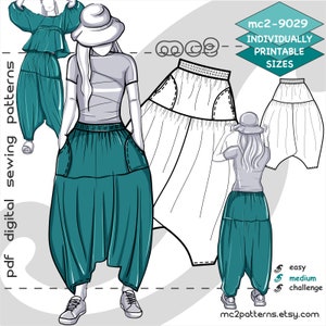 S-4XL/ Harem Loose-fitting Pants Dropped-Crotch/ Digital Sewing PDF pattern for Women &gt;mc2patterns&lt; mc2-9029