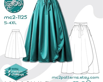 Wrap Maxi Skirt Sewing Pattern: Flared Peasant (Digital PDF Download) S-4XL / mc2-1125