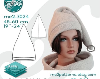 Pointed Hat Sewing Pattern: Slouchy Fit (Digital PDF Download) 40-60cm/19"-23.5" / mc2-3024