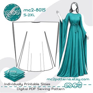 Patron de couture de robe Guenièvre : chambre de mariée facile à réaliser (téléchargement PDF numérique) S-2XL / mc2-8015