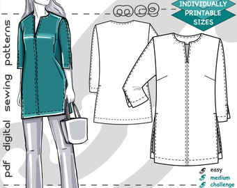 UK 6-26/ US 2-22/ Shift Tunic Sloper Block-Pattern/ Digital PDF Sewing Pattern for Women >mc2patterns< mc2-4019