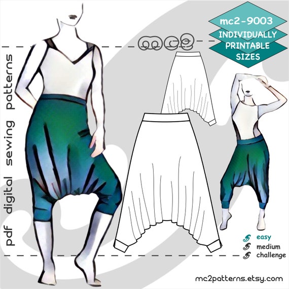 Buy S-XL/ Harem Sarouel Afghan Yoga Pants/ Digital Sewing Pdf-pattern for  Women mc2patterns Mc2-9003 Online in India 