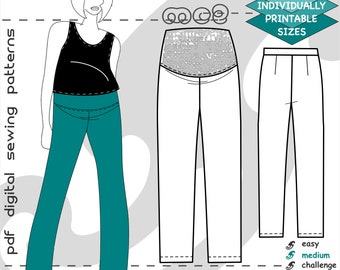 S-M-L/ Maternity Straight Trousers Pants/ Digital Sewing PDF-pattern for Women >mc2patterns< mc2-6004