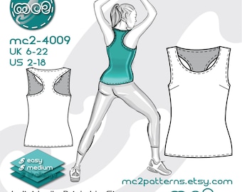 Racerback Tank Top Sewing Pattern: Jersey (Digital PDF Download) UK6-22/US2-18 / mc2-4009