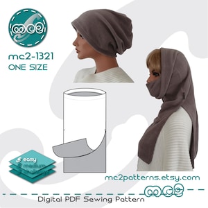 Polo Snood Beanie Sewing Pattern: Convertible Easy-to-make (Digital PDF Download) ONE-size / mc2-1321