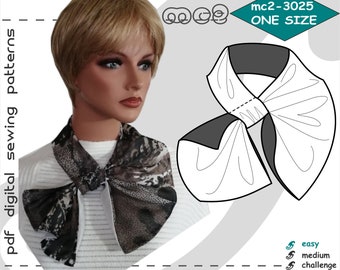 ONE size/ Classy French Neck Scarf/ Digital PDF Sewing Pattern for Women >mc2patterns< mc2-3025