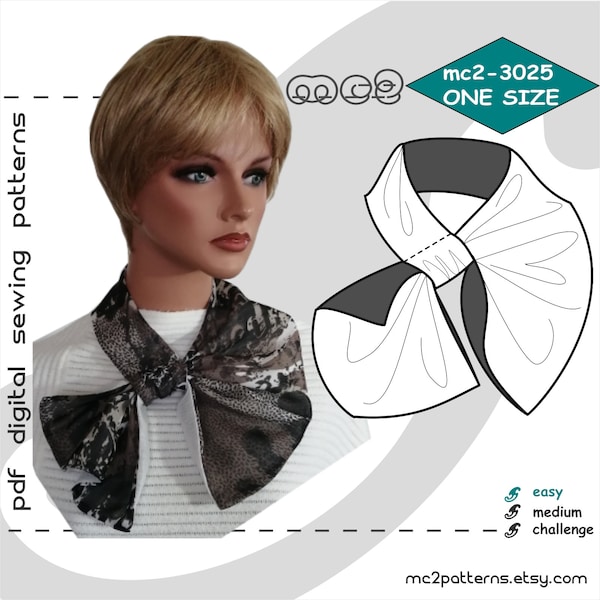 ONE size/ Classy French Neck Scarf/ Digital PDF Sewing Pattern for Women >mc2patterns< mc2-3025