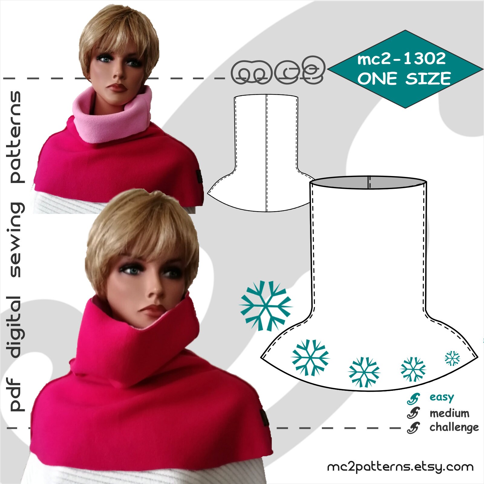 ONE Size/ Shoulder Snood Easy-to-make/ Digital PDF Sewing