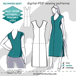 Fitted Dress Tank Top Sewing Pattern: Jersey (Digital PDF Download) S-2XL