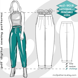 Pegged Trousers Sewing Pattern: Women&#39;s Classy Pants, UK 10-26/ US 6-22 (Digital PDF Download)