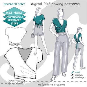Wrap Top Sewing Pattern: Reversible Front-Back (Digital PDF Download) S-2XL