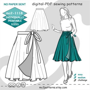S-2XL/ Wrap Circle Skirt/ Digital Sewing pdf-pattern for women &gt;mc2-patterns&lt; mc2-1118