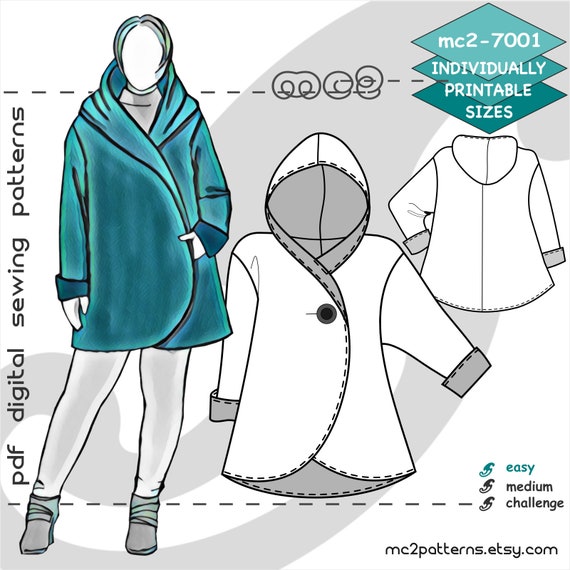 S-4XL/ Plus-size/ Short Wrap-coat With Hood/ 