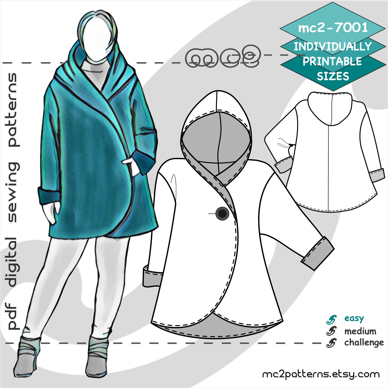 S-4XL/ Plus-size/ Short Loose-fit Wrap-coat Hood No-lining