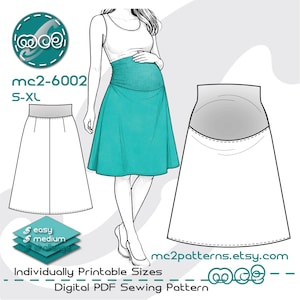 Patrón de costura de falda de maternidad: corte A (descarga digital en PDF) S-XL / mc2-6002