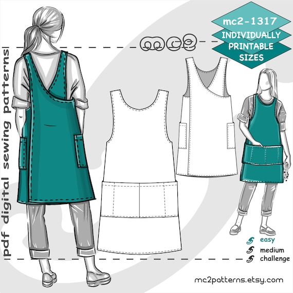 Apron PDF Sewing Pattern for Women Plus Size Pinafore Apron Sewing Pattern  Women Plus Size Instant Download Japan Style Apron Pattern -  Israel