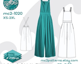 Dungarees Sewing Pattern: Palazzo (Digital PDF Download) XS-2XL / mc2-1020